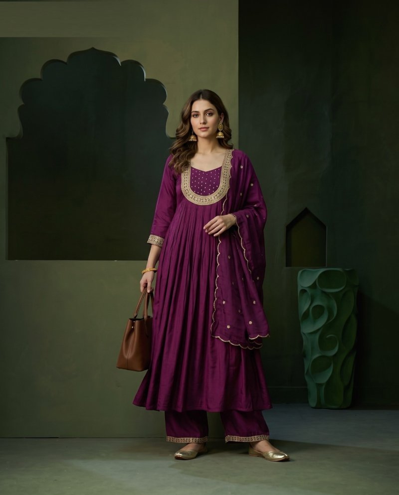 K 1324 By Naisha Mul Chanderi Kurti With Bottom Dupatta